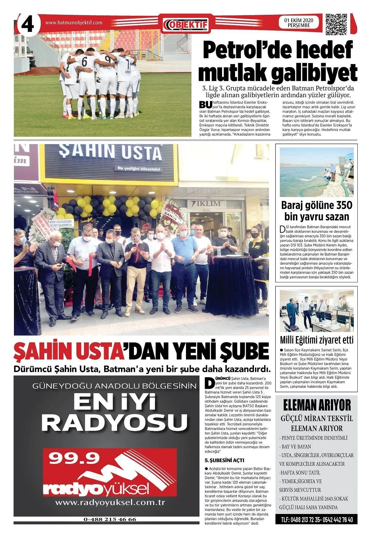 01.10.2020 tarihli sayı, 4. sayfa