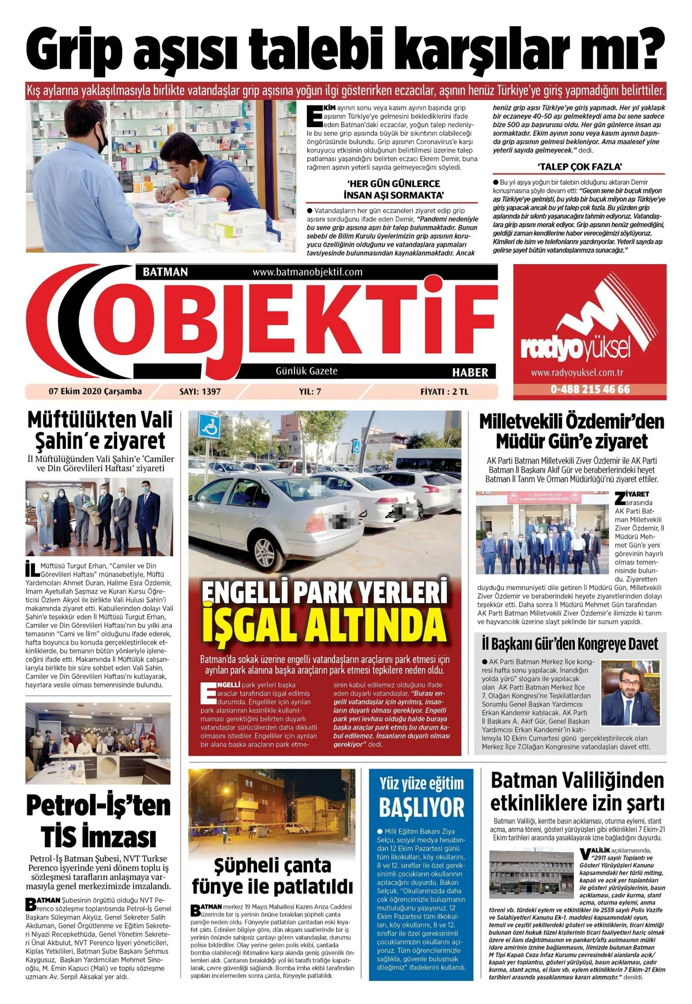 07.10.2020 tarihli sayı, 1. sayfa