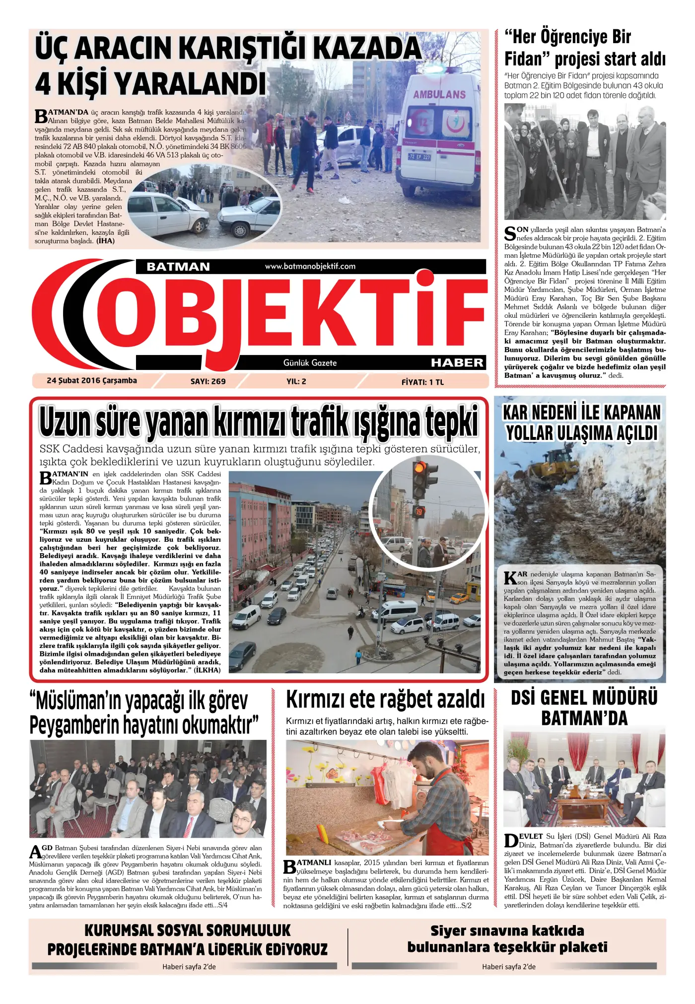 24.02.2016 tarihli sayı, 1. sayfa