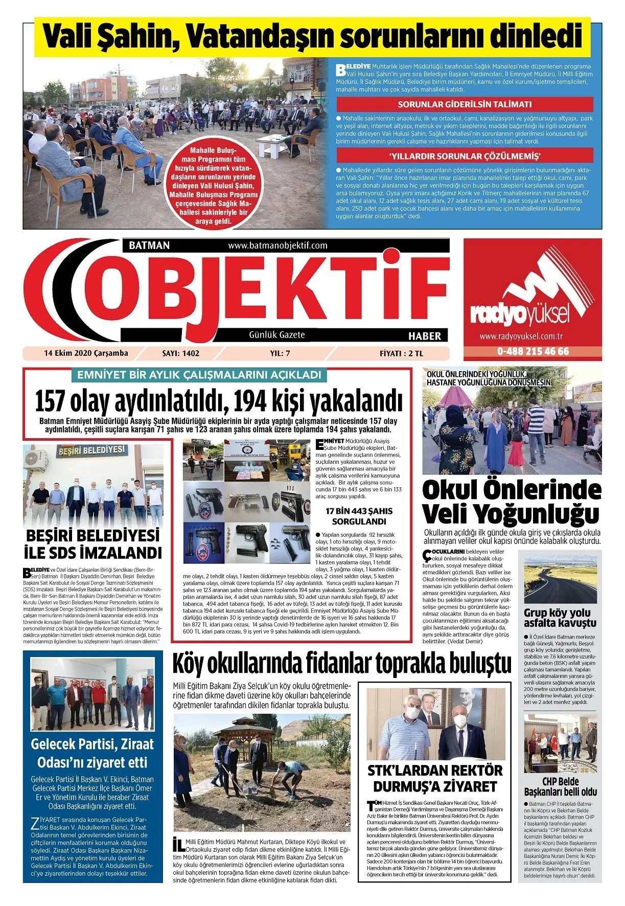 14.10.2020 tarihli sayı, 1. sayfa