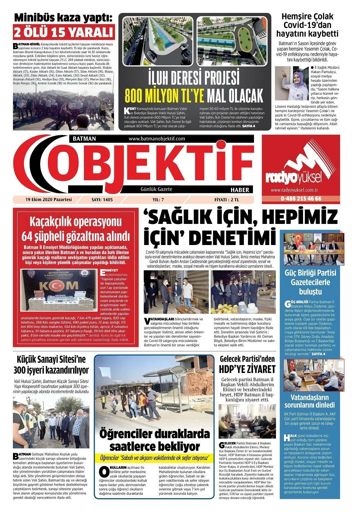 19.10.2020 tarihli sayı, 1. sayfa