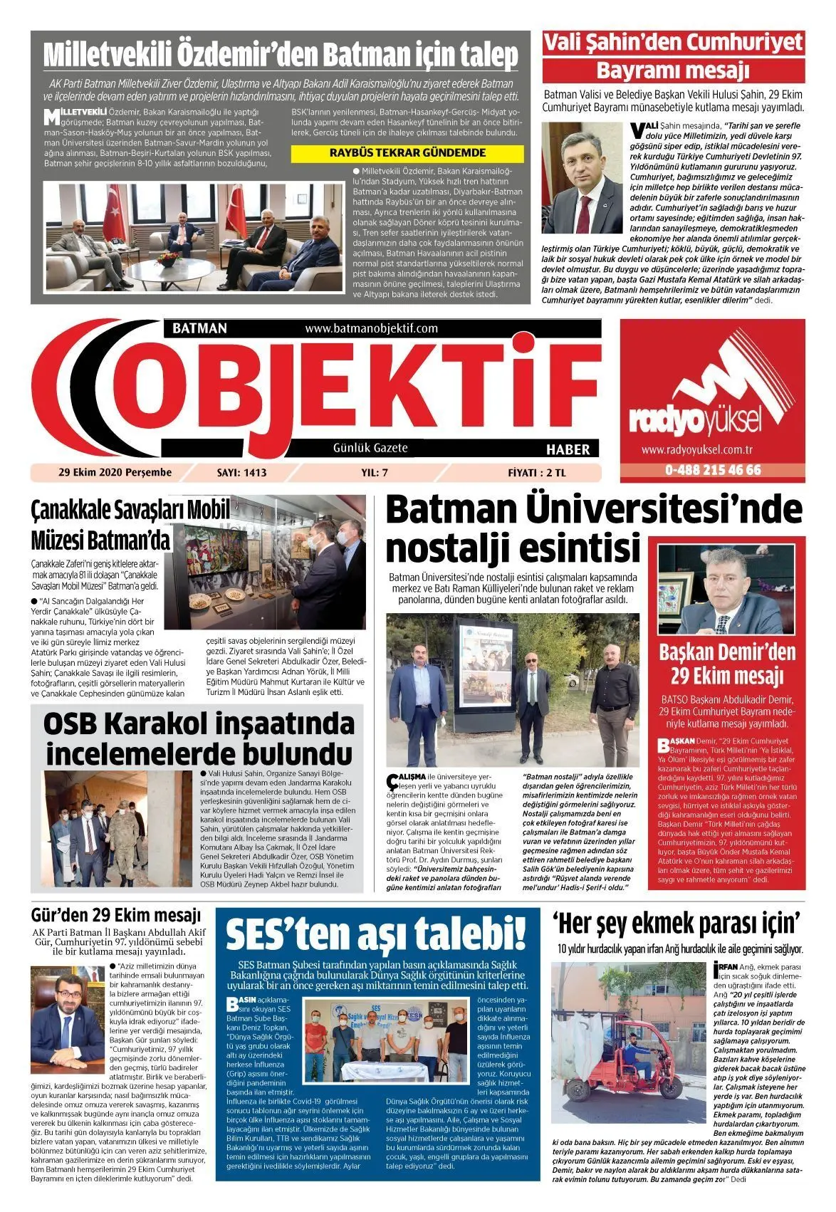 28.10.2020 tarihli sayı, 1. sayfa