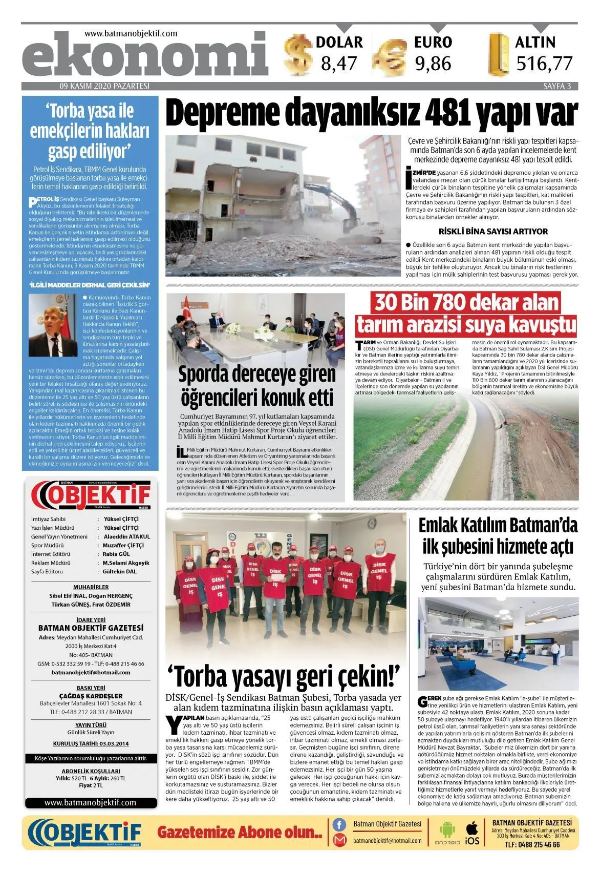 09.11.2020 tarihli sayı, 3. sayfa