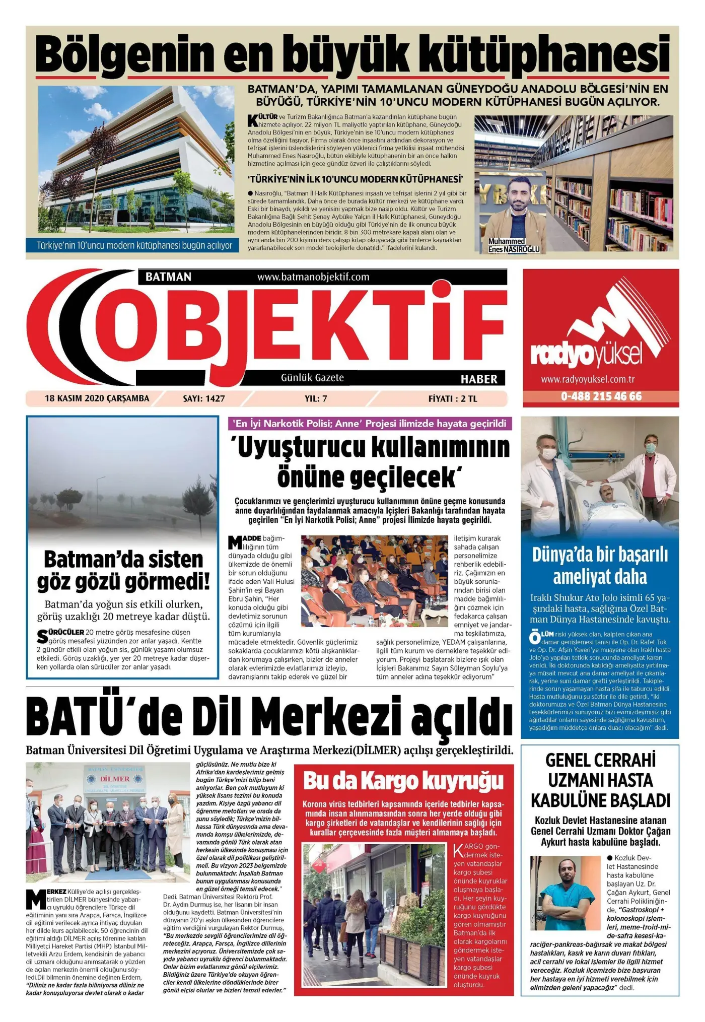 18.11.2020 tarihli sayı, 1. sayfa
