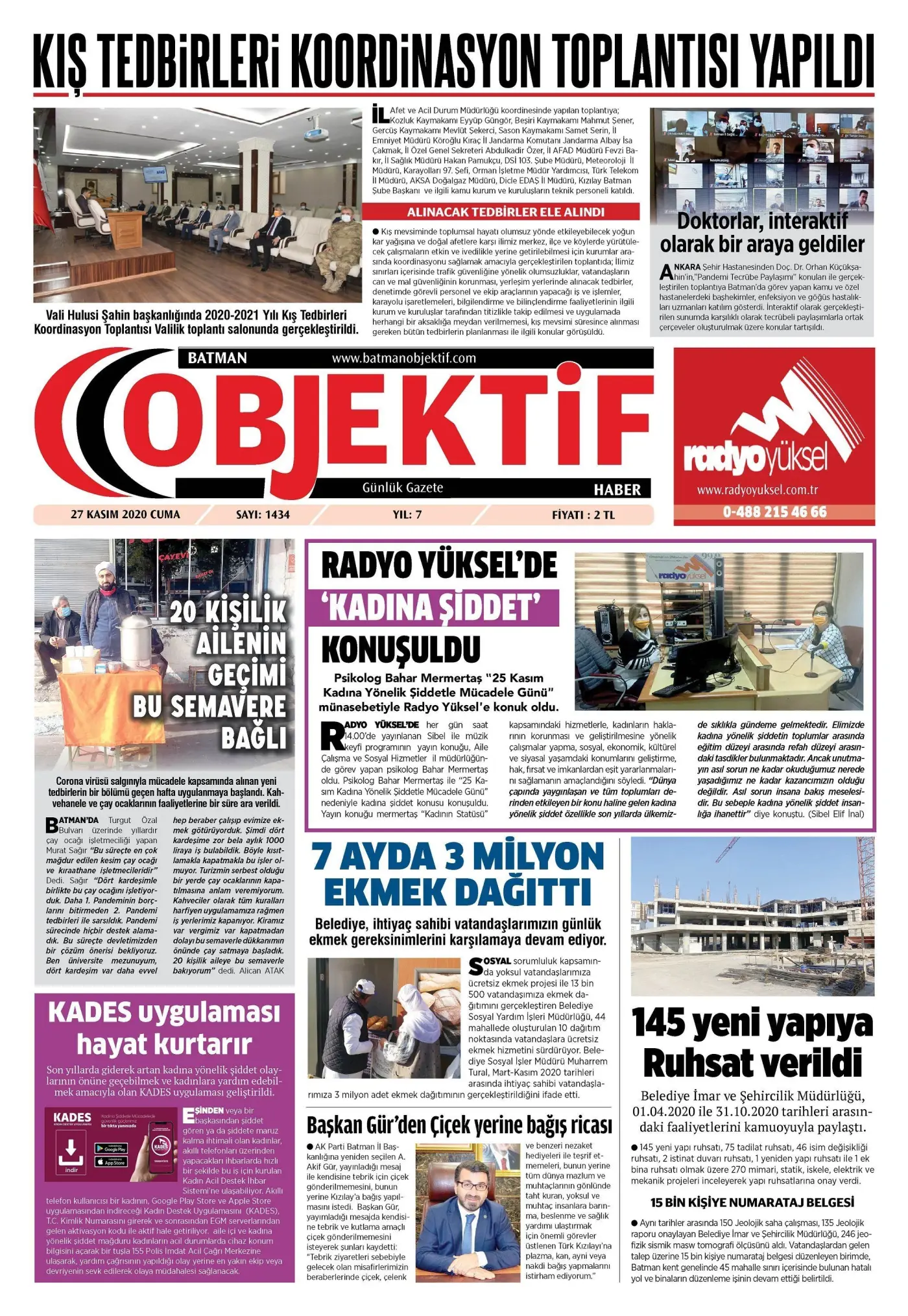 26.11.2020 tarihli sayı, 1. sayfa