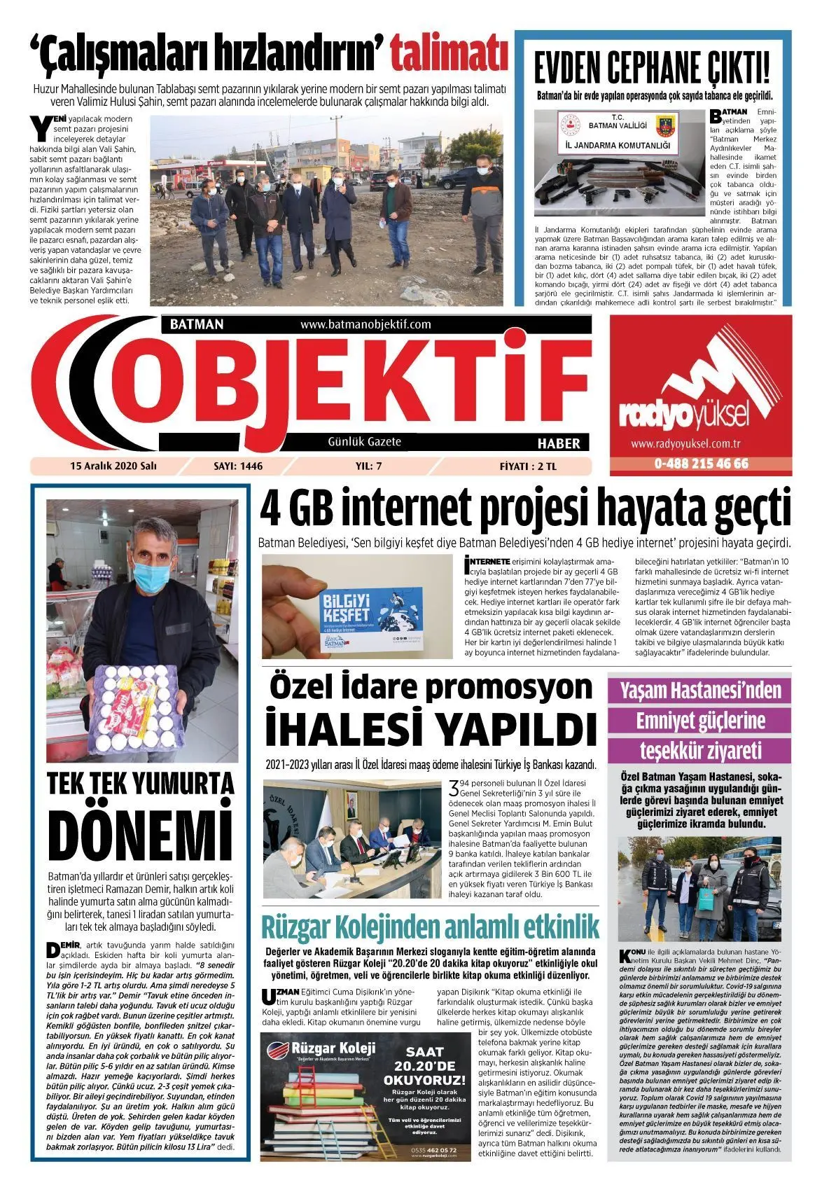 14.12.2020 tarihli sayı, 1. sayfa
