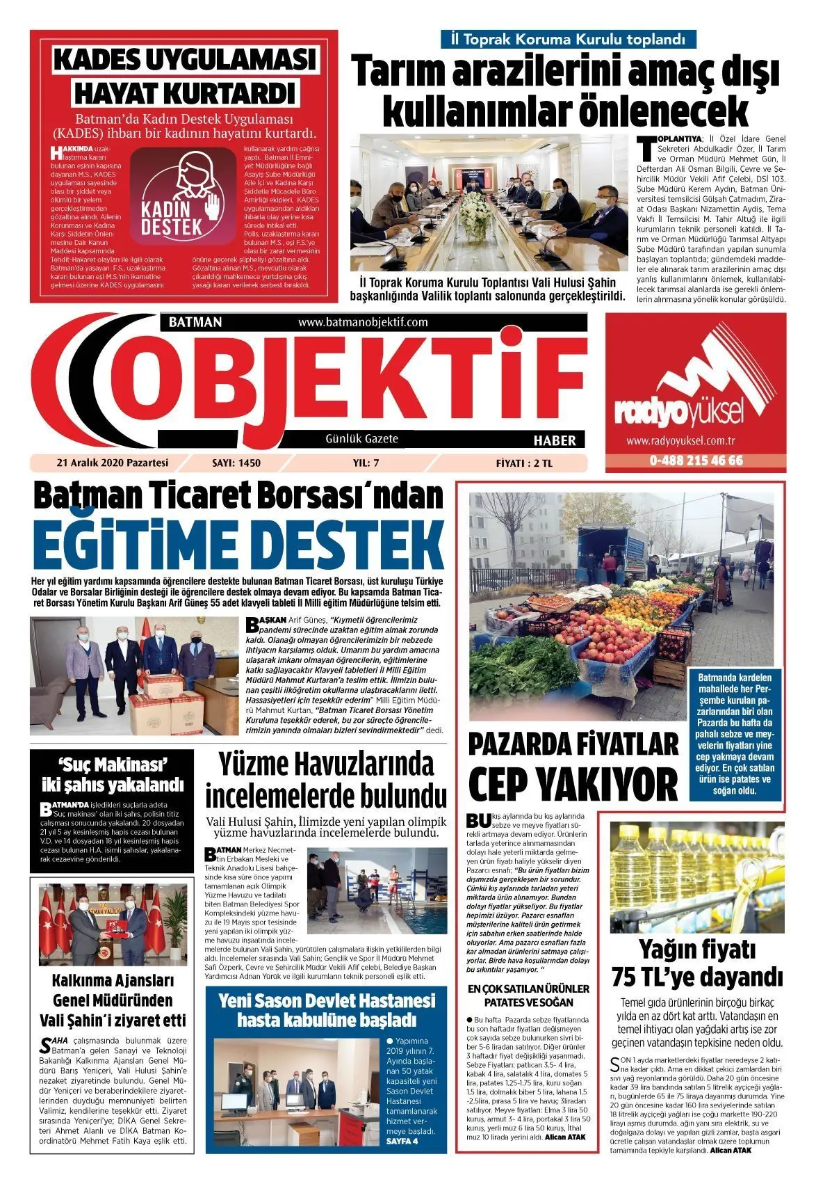 20.12.2020 tarihli sayı, 1. sayfa