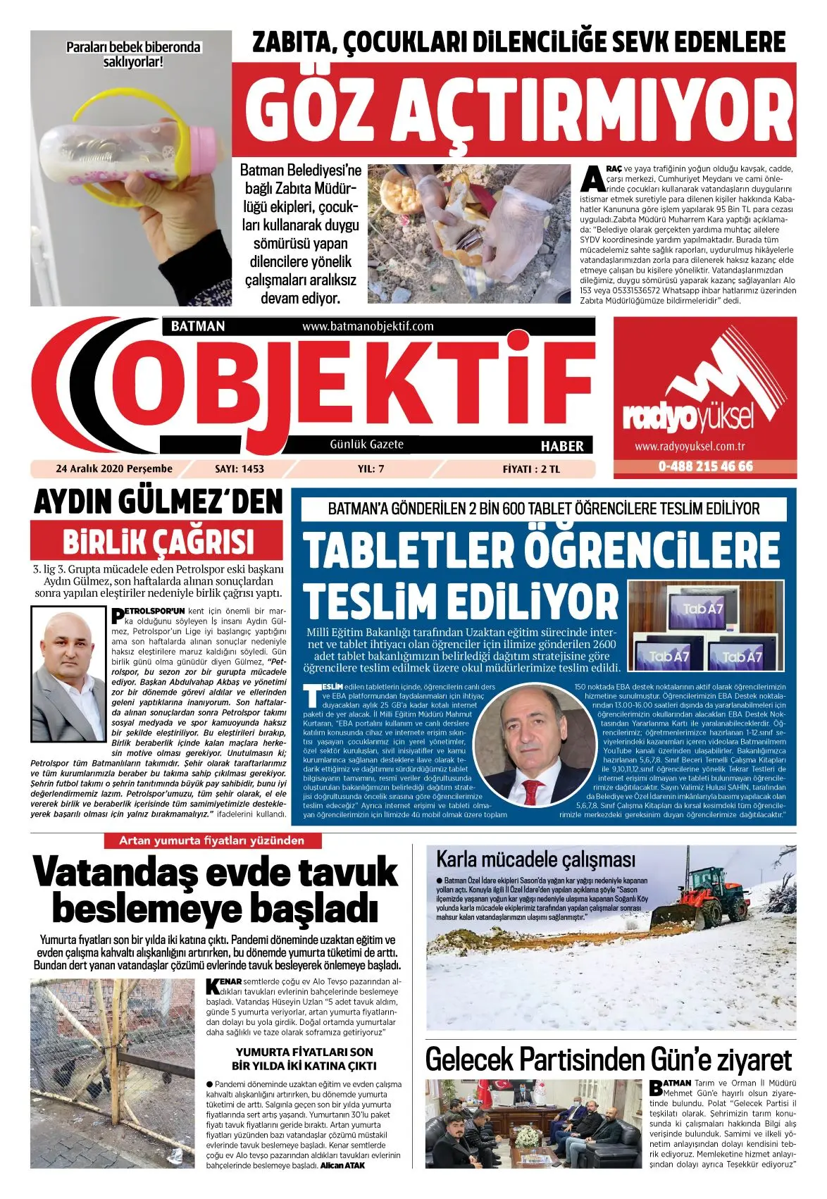 24.12.2020 tarihli sayı, 1. sayfa
