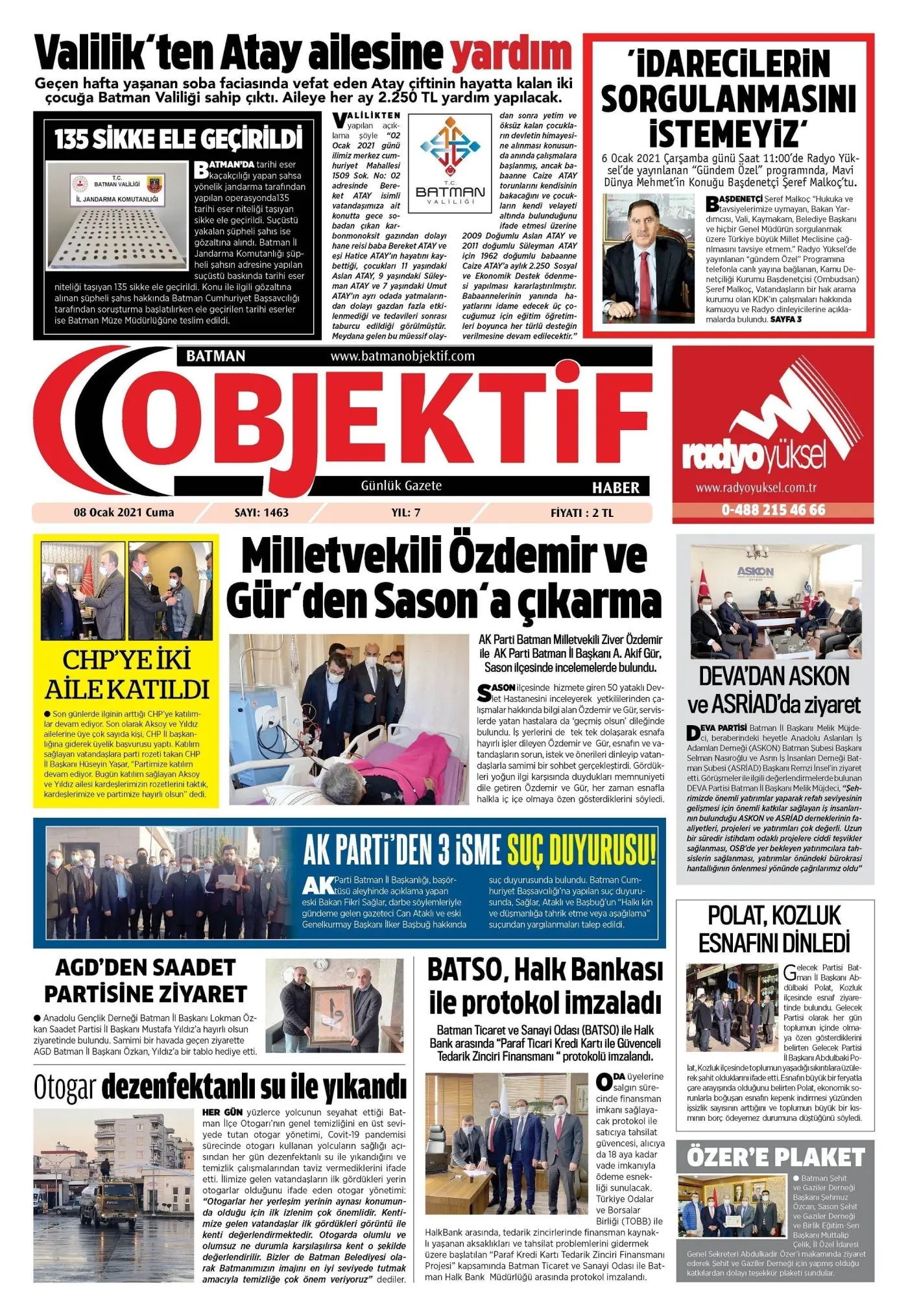 07.01.2021 tarihli sayı, 1. sayfa