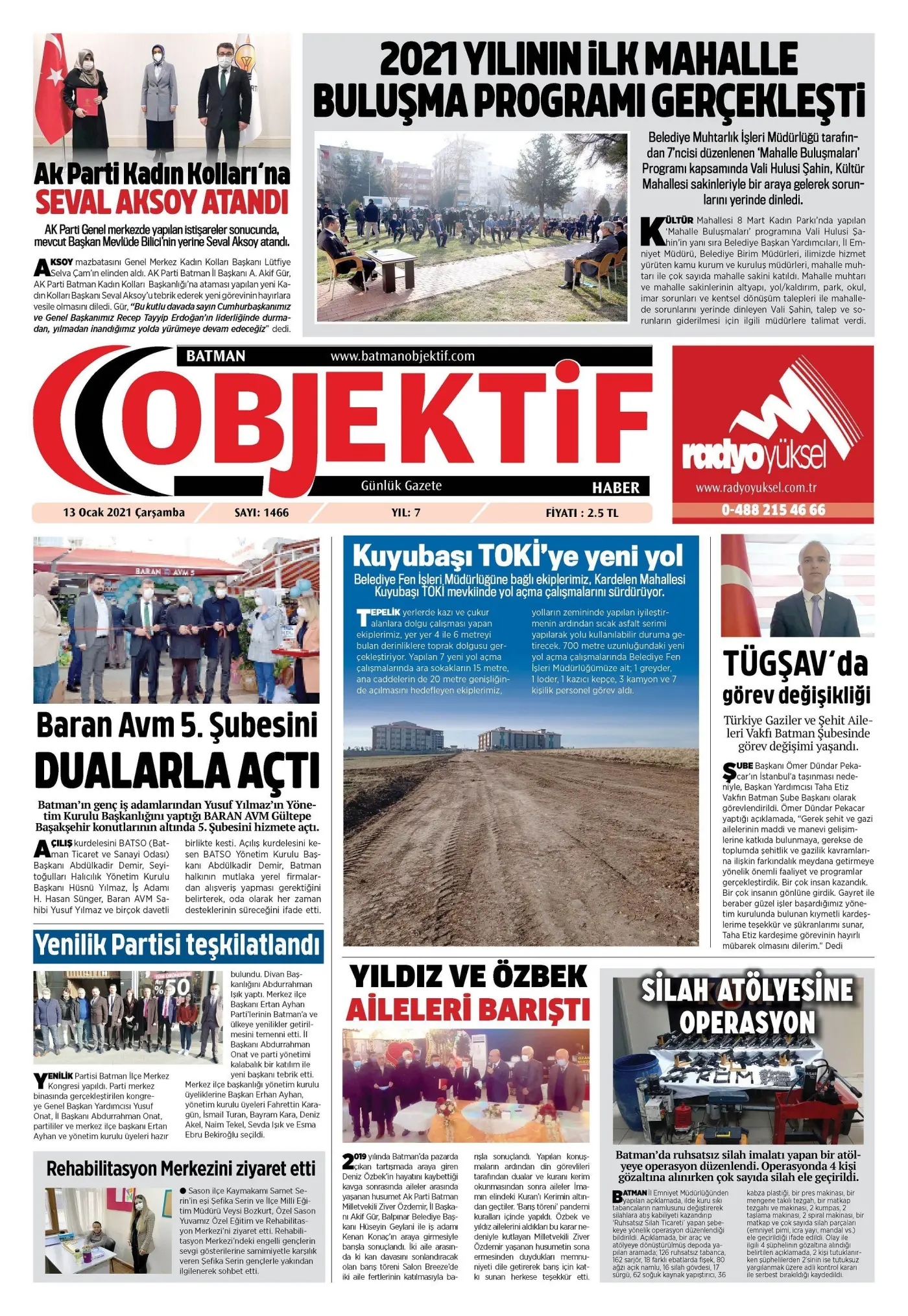 12.01.2021 tarihli sayı, 1. sayfa
