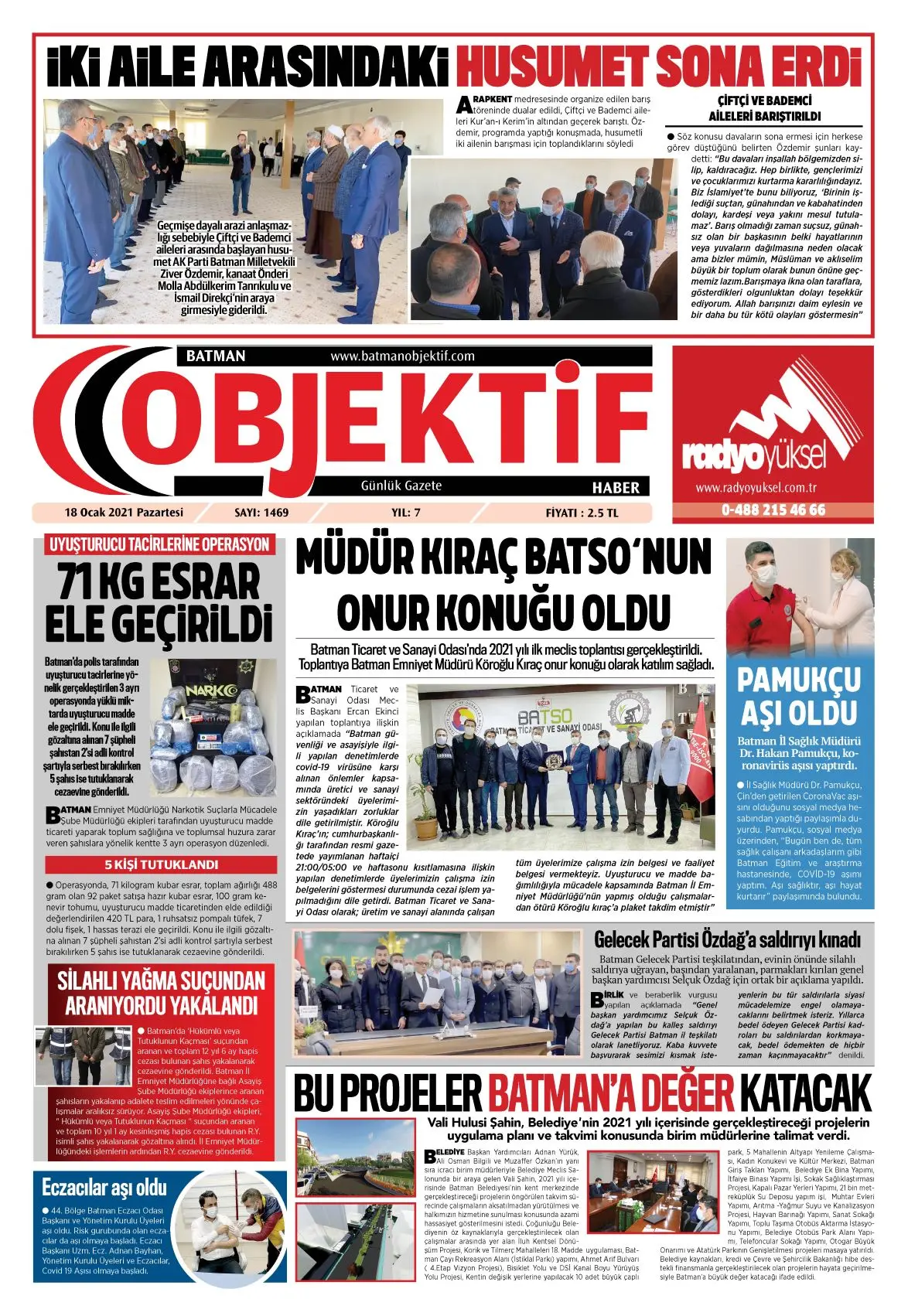 18.01.2021 tarihli sayı, 1. sayfa
