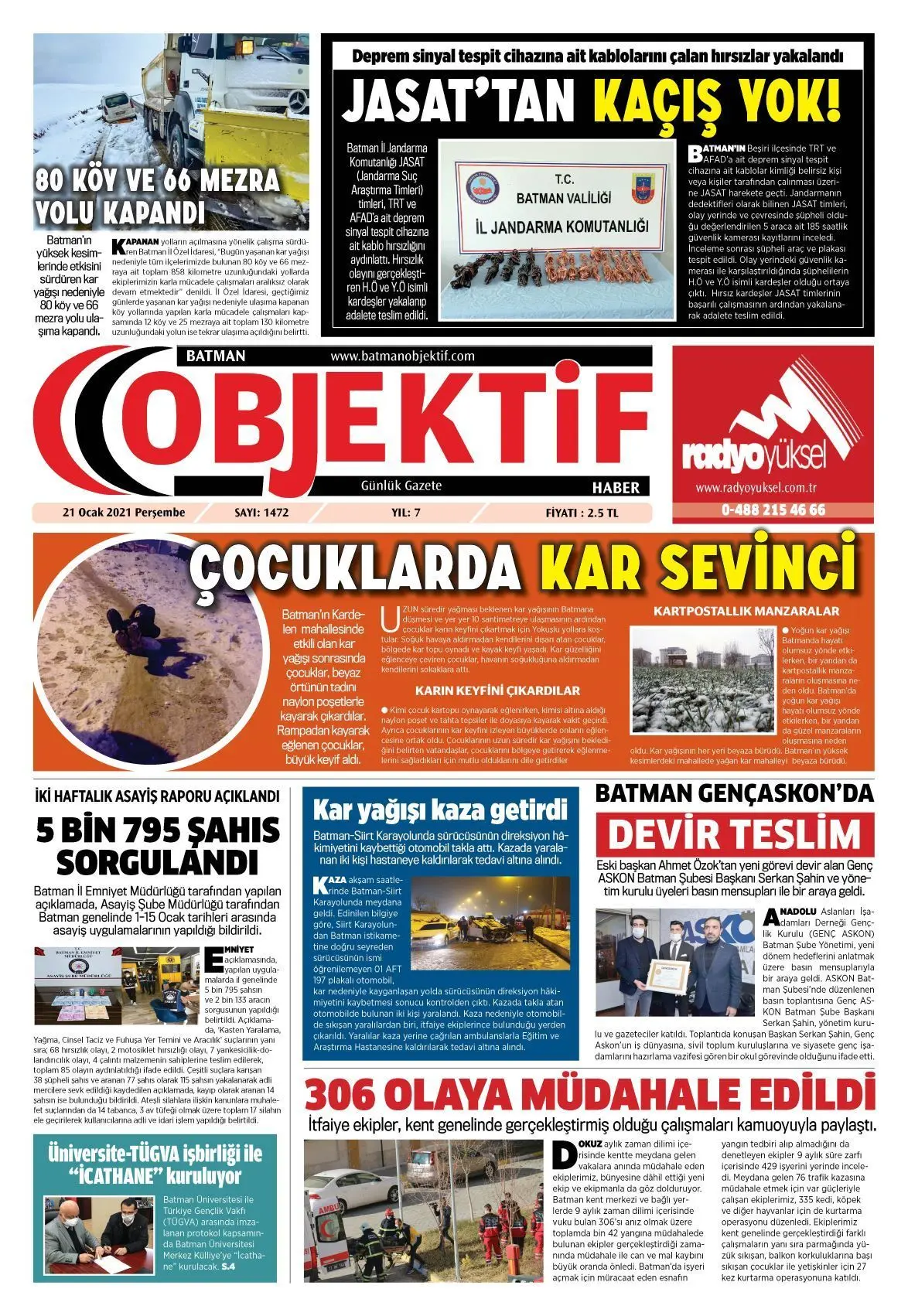 20.01.2021 tarihli sayı, 1. sayfa