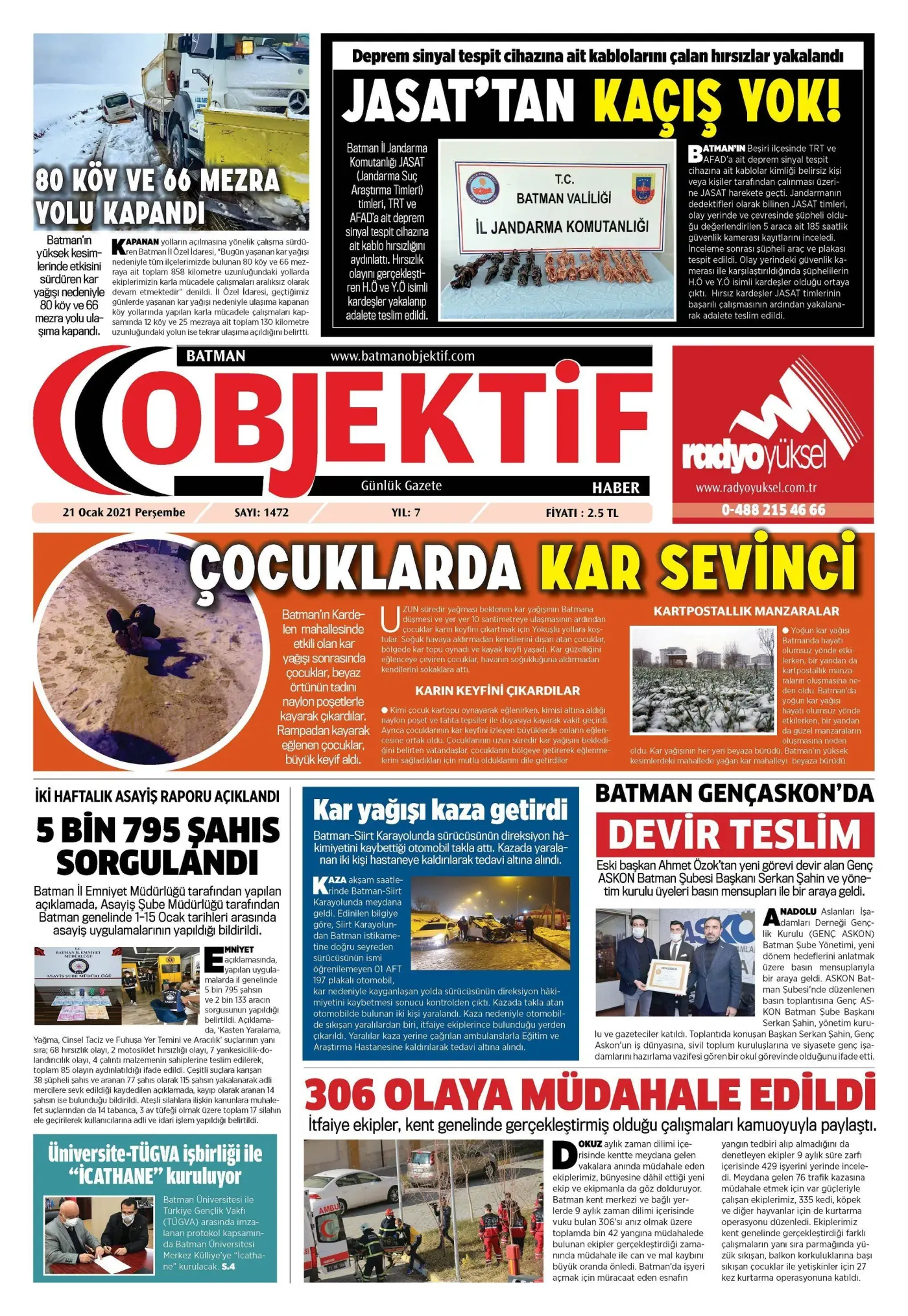 21.01.2021 tarihli sayı, 1. sayfa