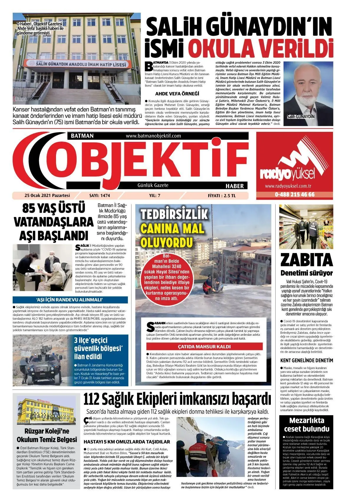 24.01.2021 tarihli sayı, 1. sayfa