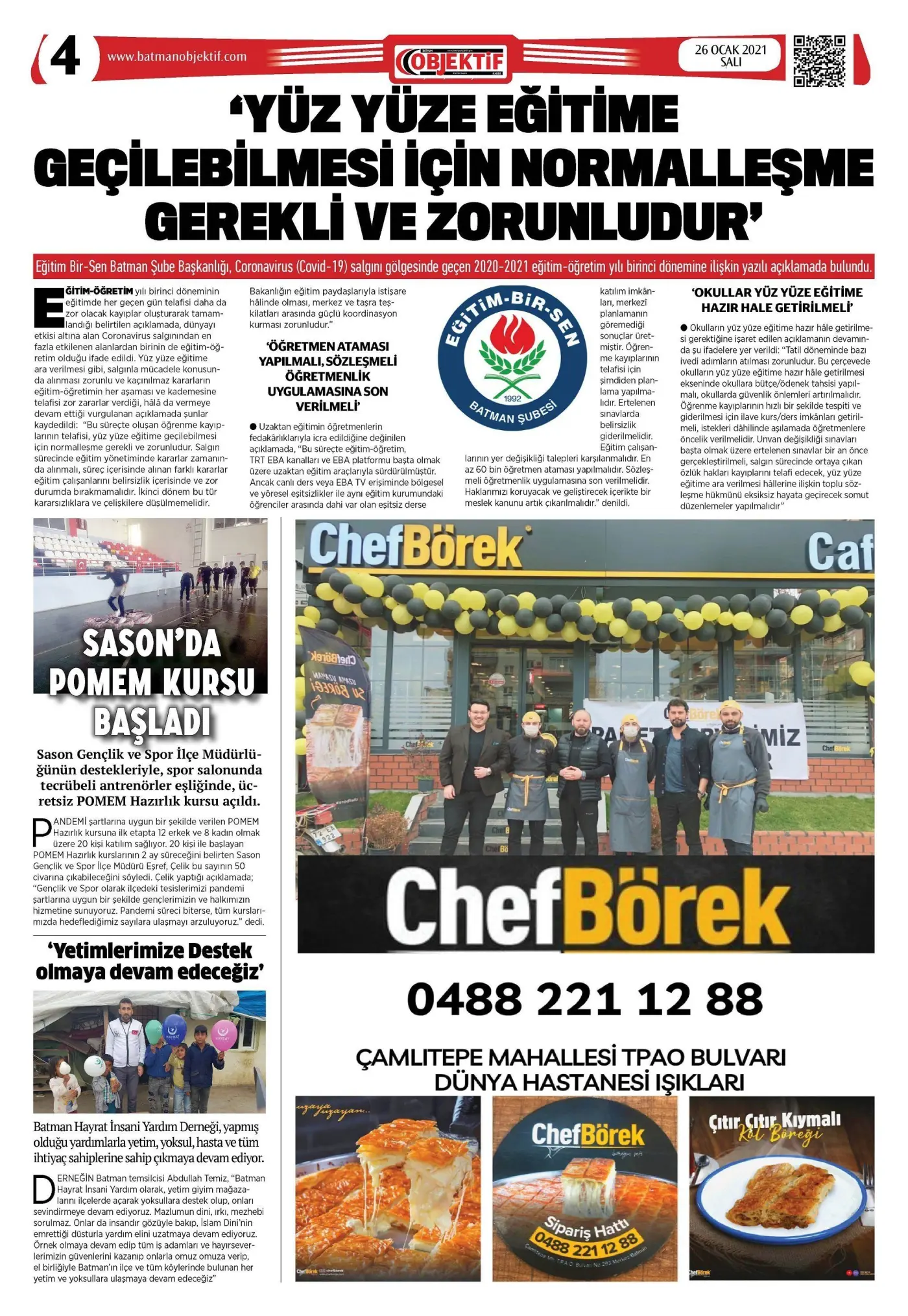 26.01.2021 tarihli sayı, 1. sayfa
