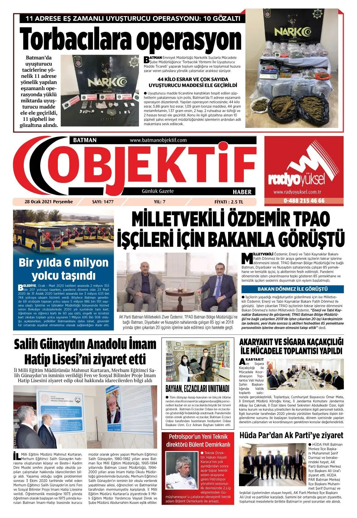27.01.2021 tarihli sayı, 1. sayfa