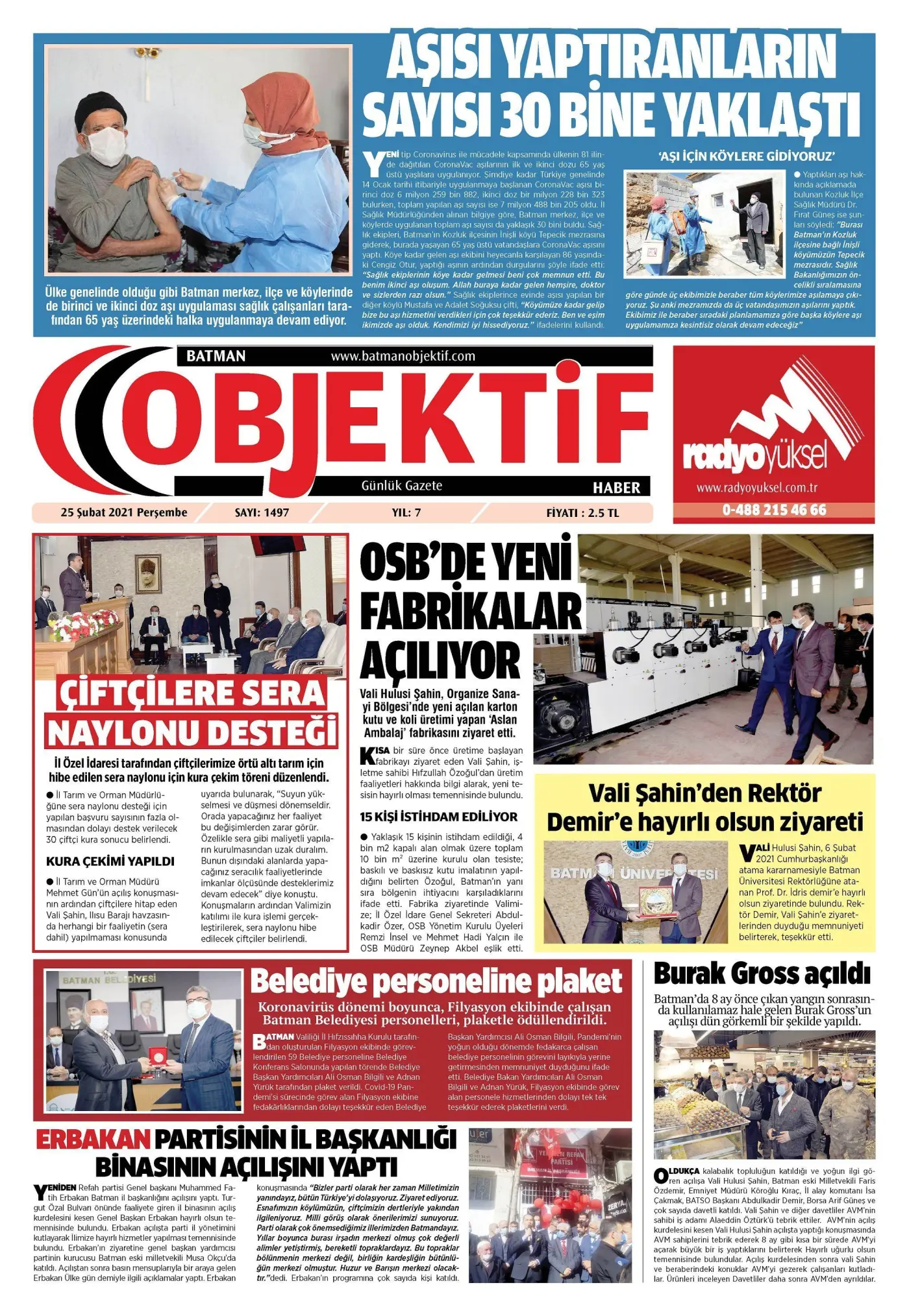 24.02.2021 tarihli sayı, 1. sayfa