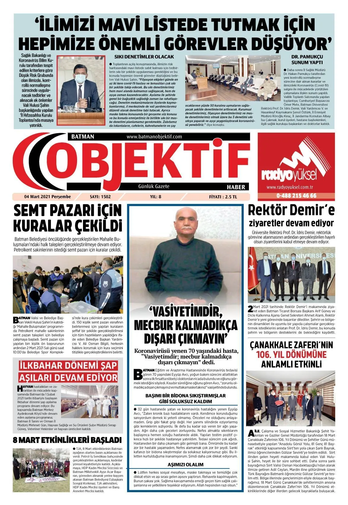 03.03.2021 tarihli sayı, 1. sayfa