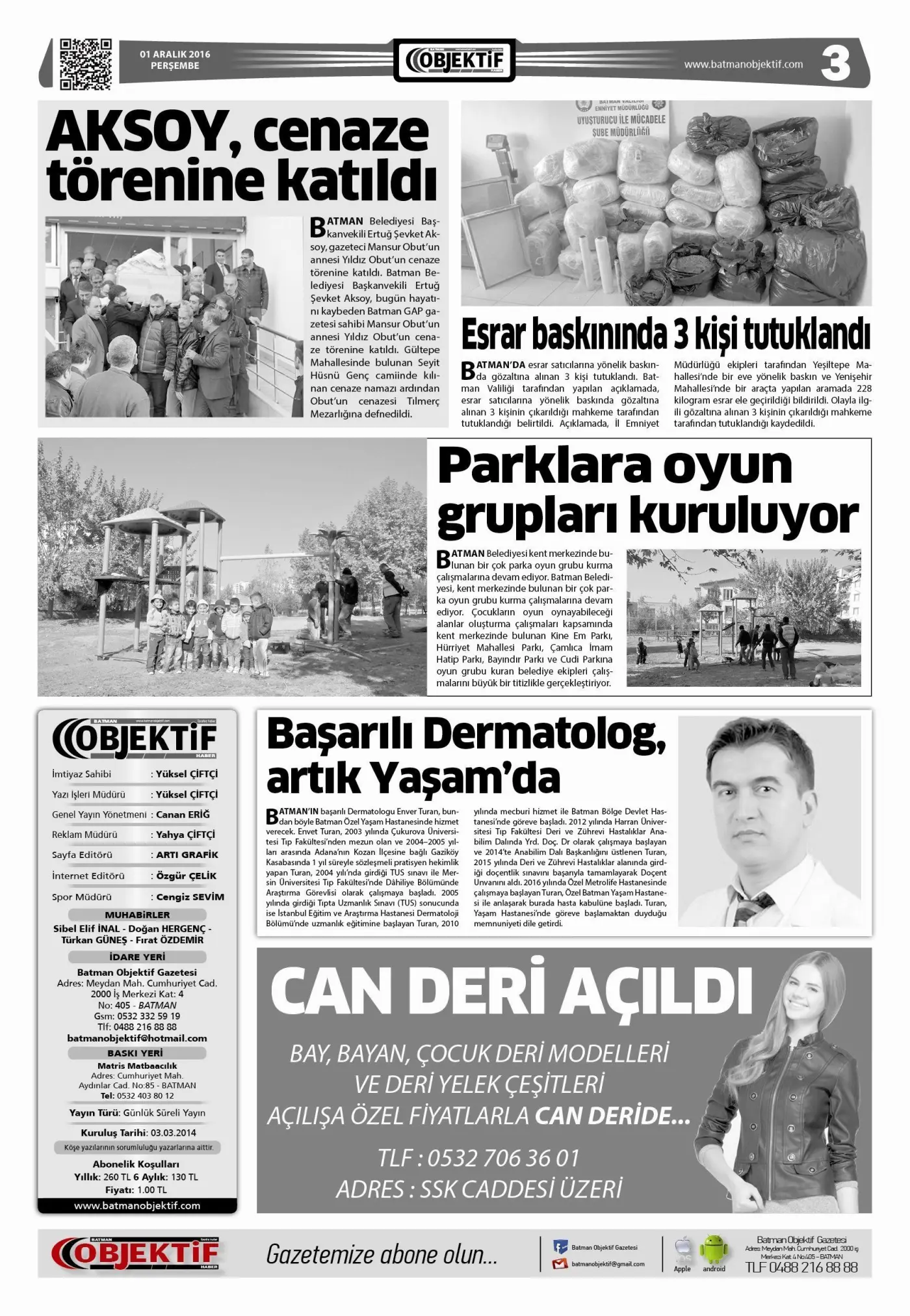 01.12.2016 tarihli sayı, 3. sayfa