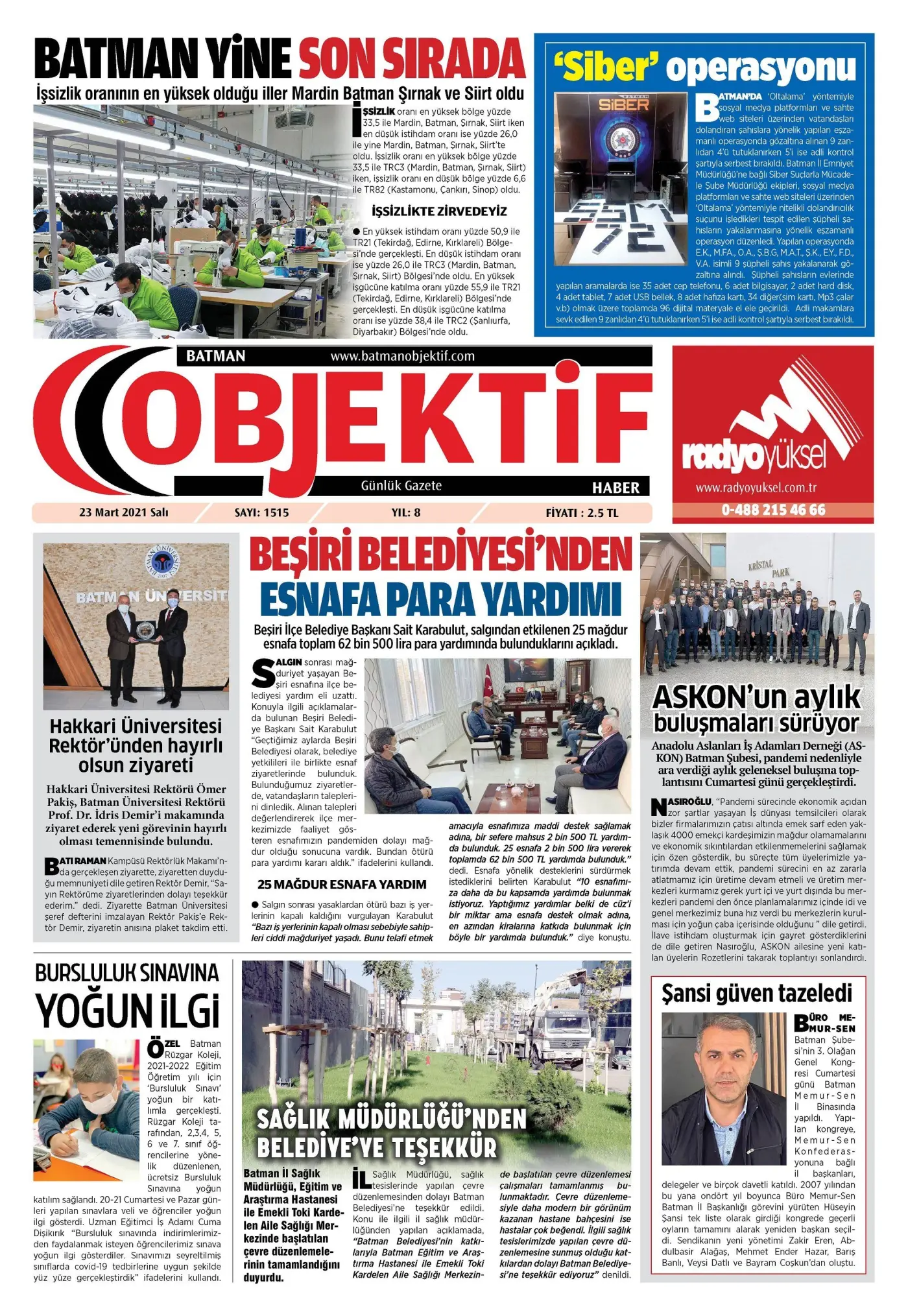 22.03.2021 tarihli sayı, 1. sayfa