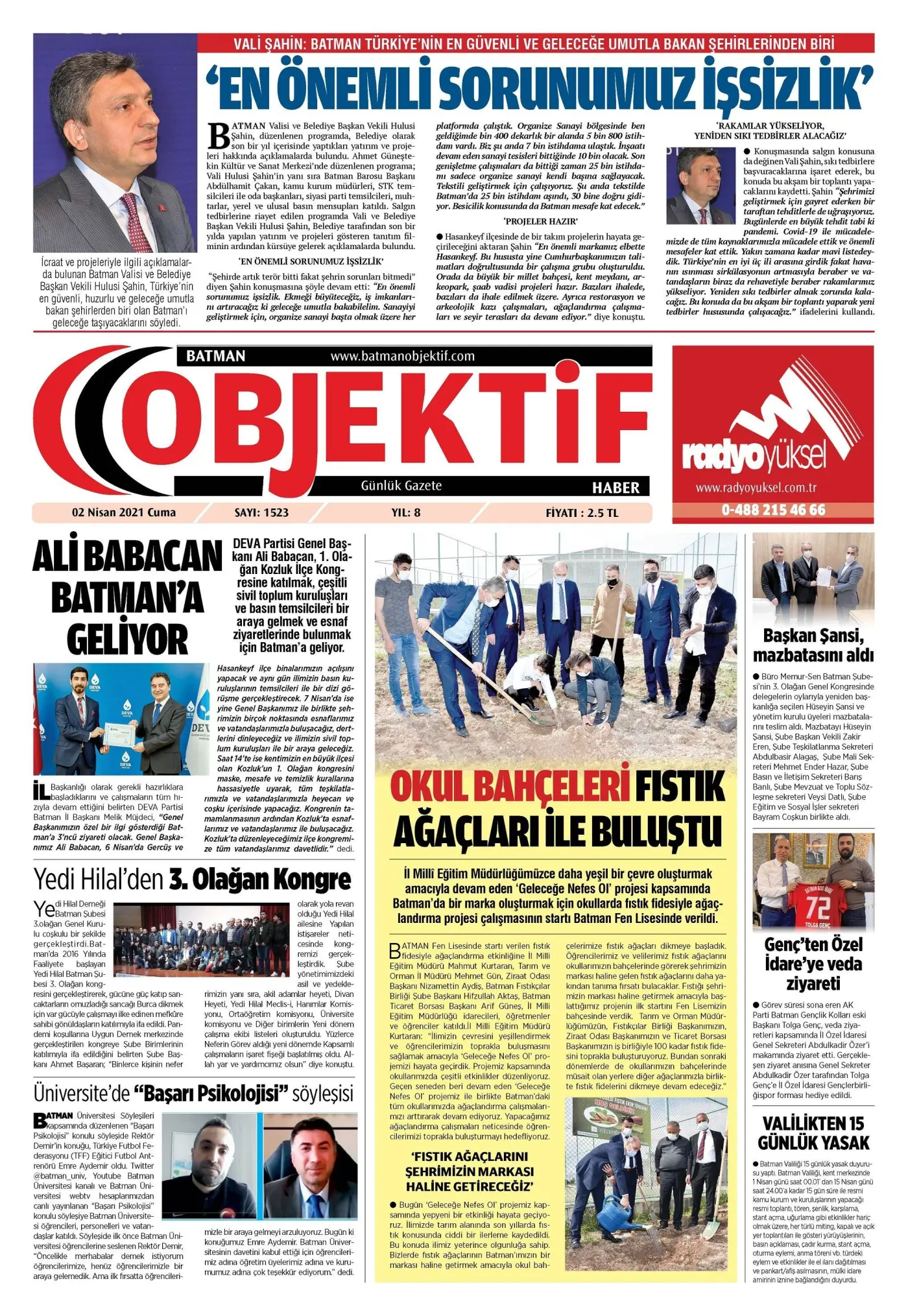 01.04.2021 tarihli sayı, 1. sayfa
