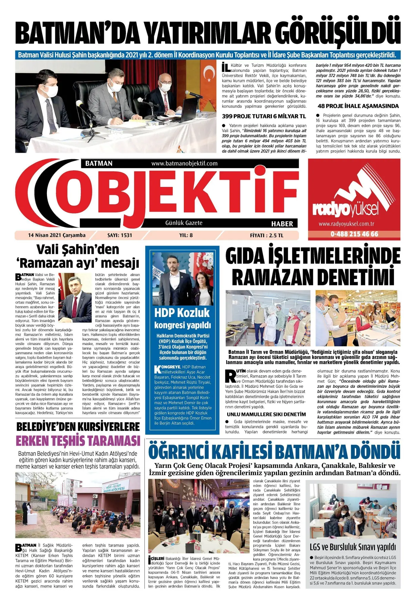 13.04.2021 tarihli sayı, 1. sayfa