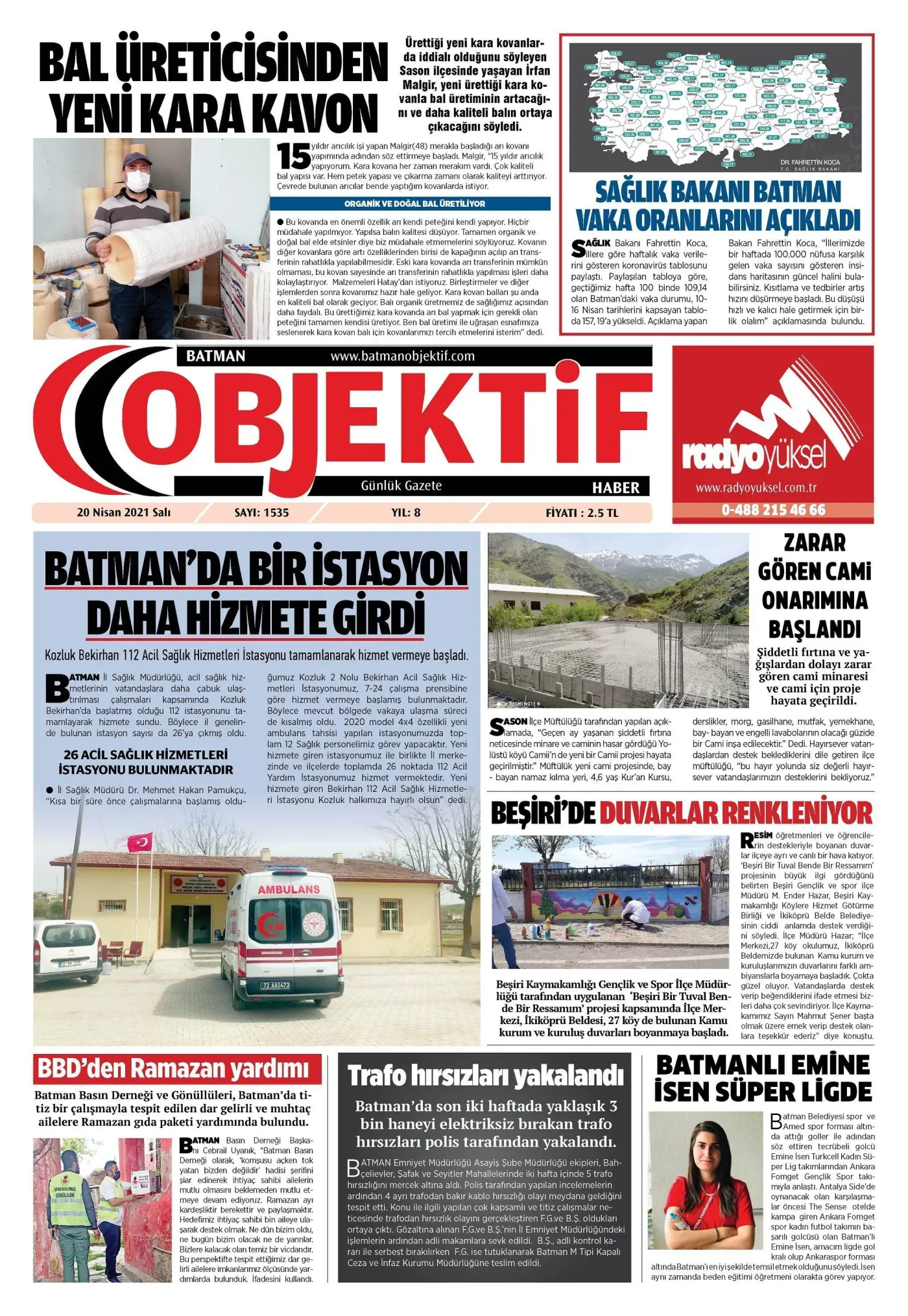 19.04.2021 tarihli sayı, 1. sayfa