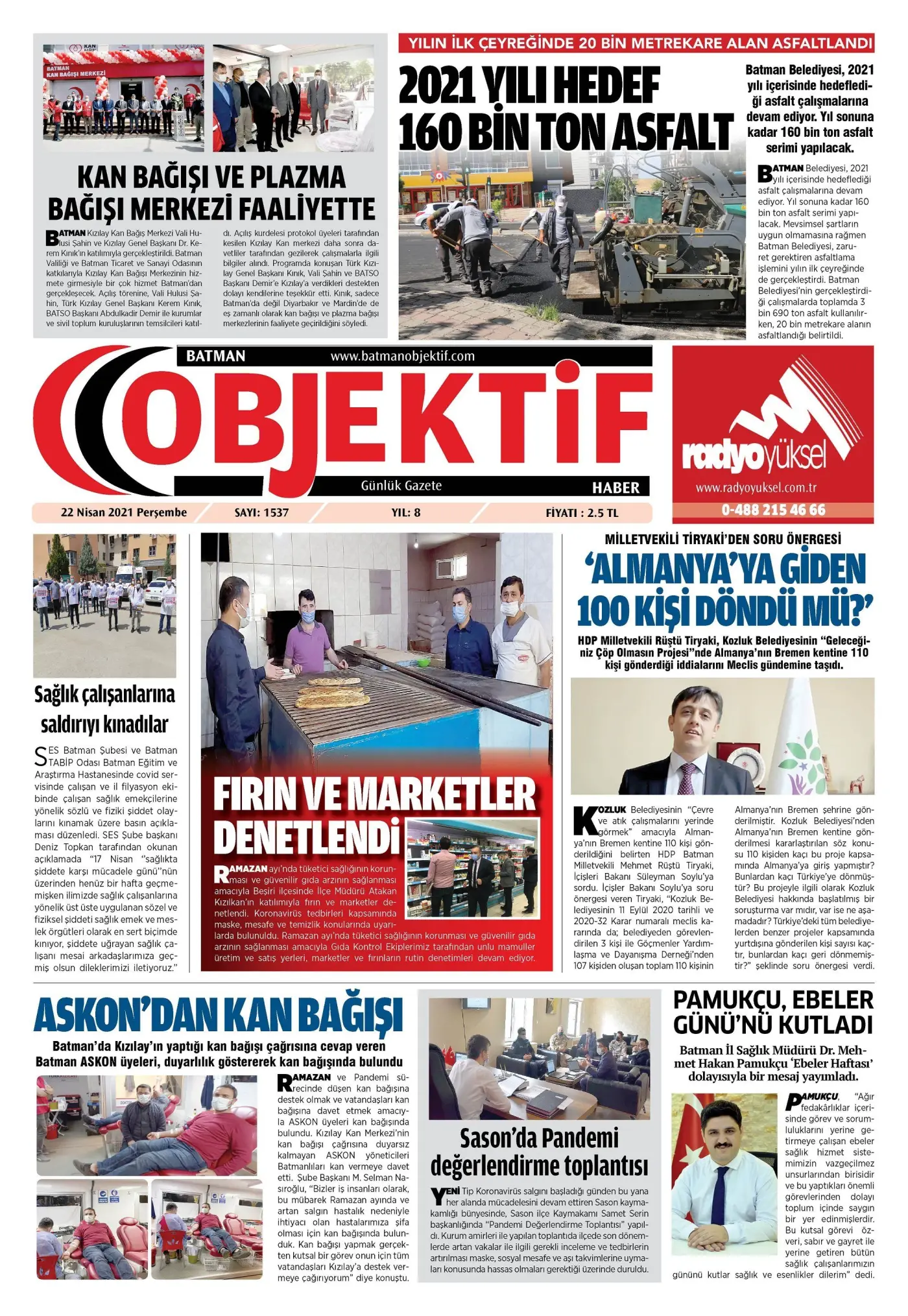 21.04.2021 tarihli sayı, 1. sayfa