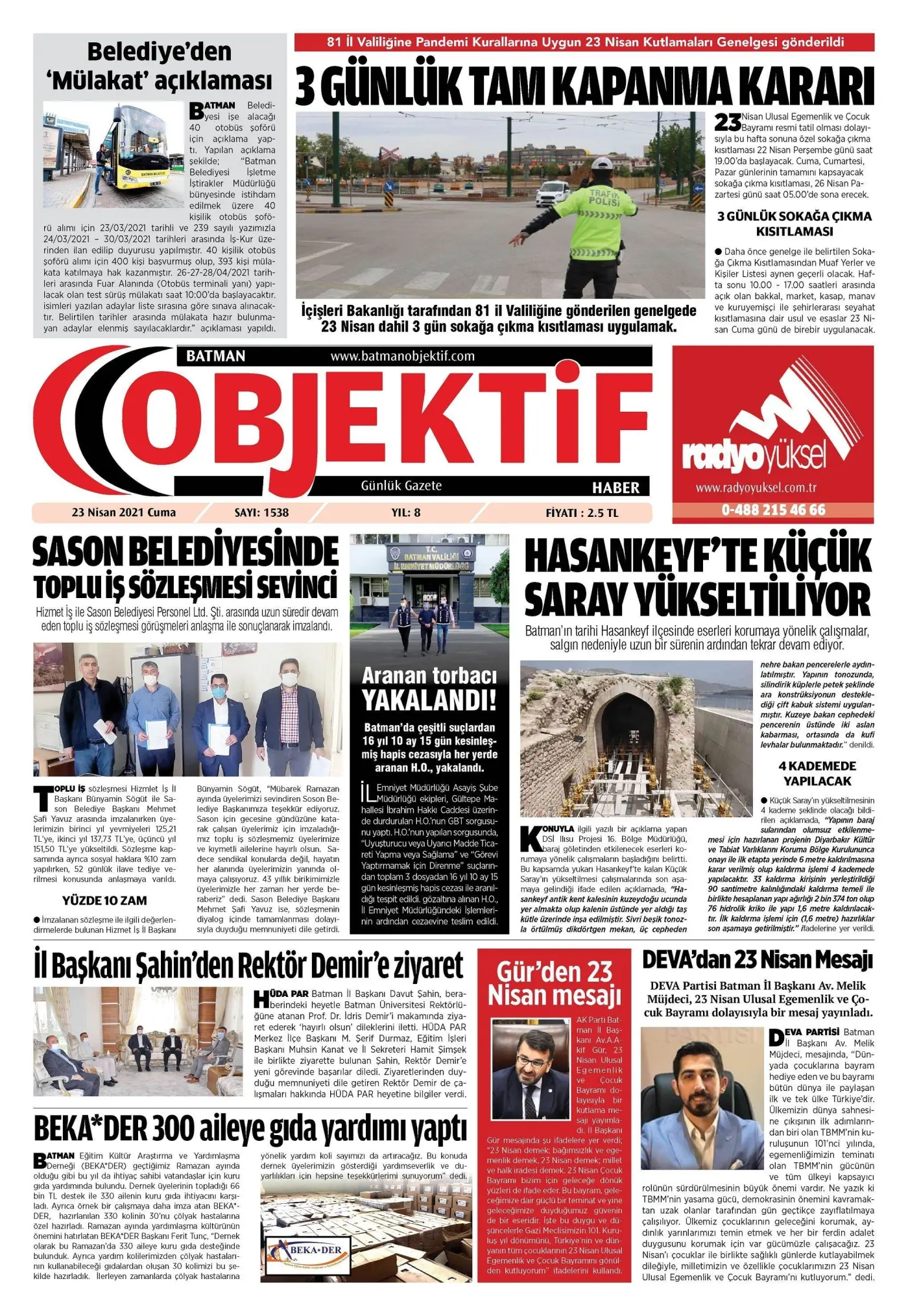 22.04.2021 tarihli sayı, 1. sayfa