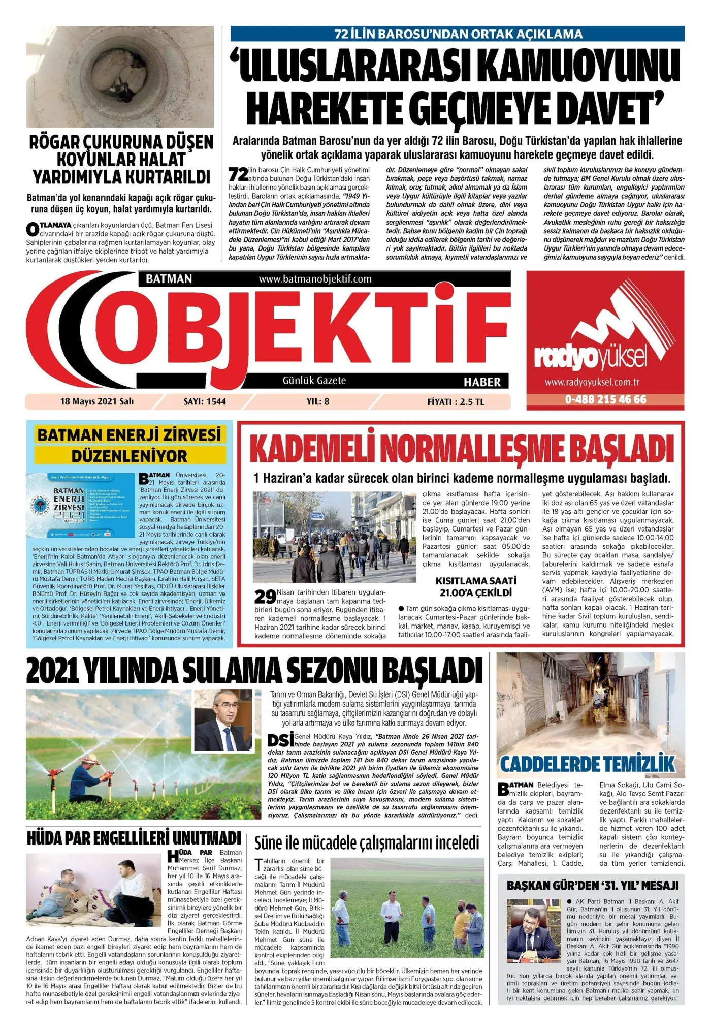 18.05.2021 tarihli sayı, 1. sayfa
