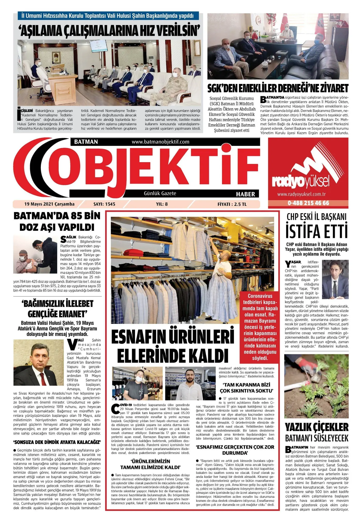 19.05.2021 tarihli sayı, 1. sayfa