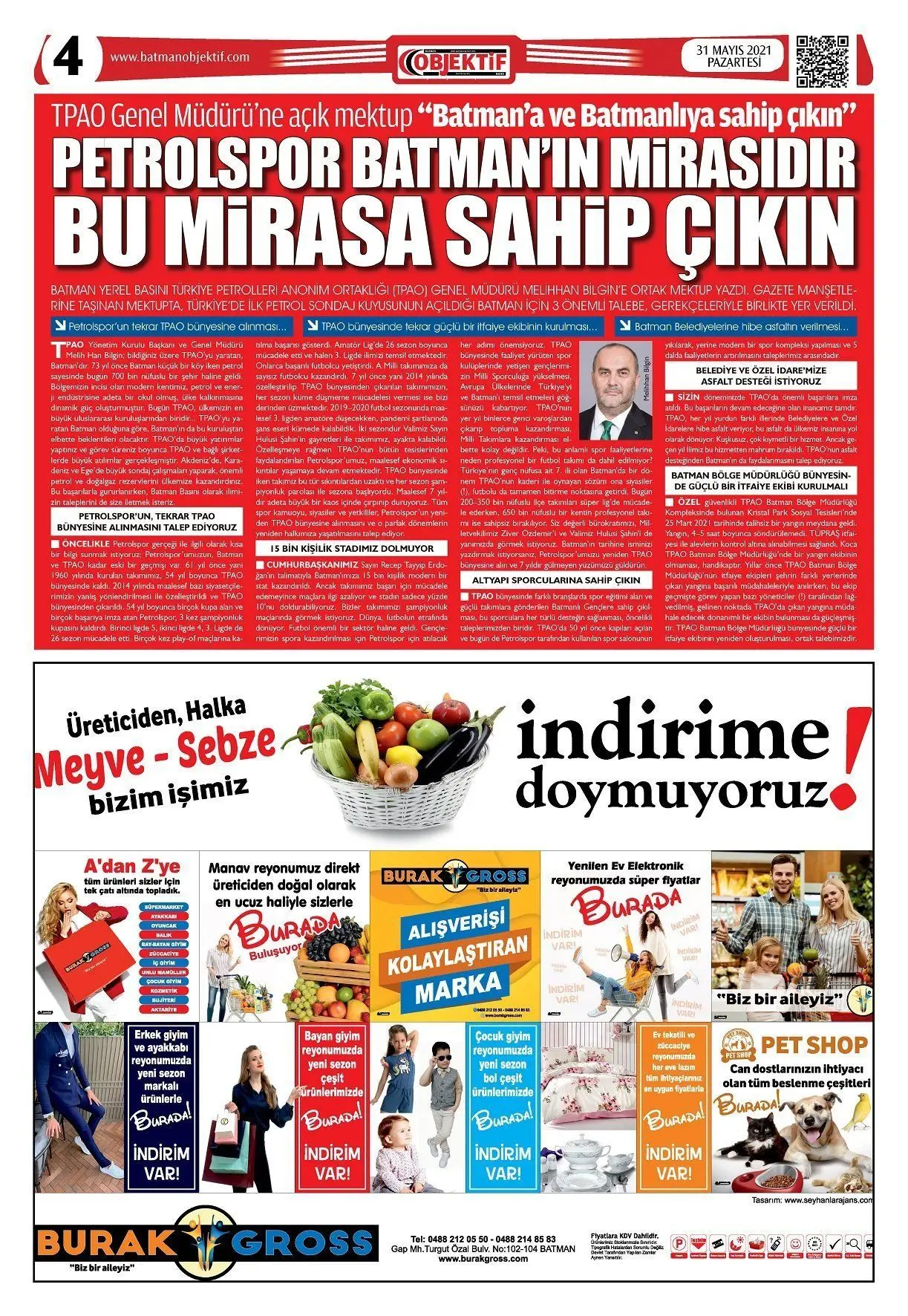 31.05.2021 tarihli sayı, 1. sayfa
