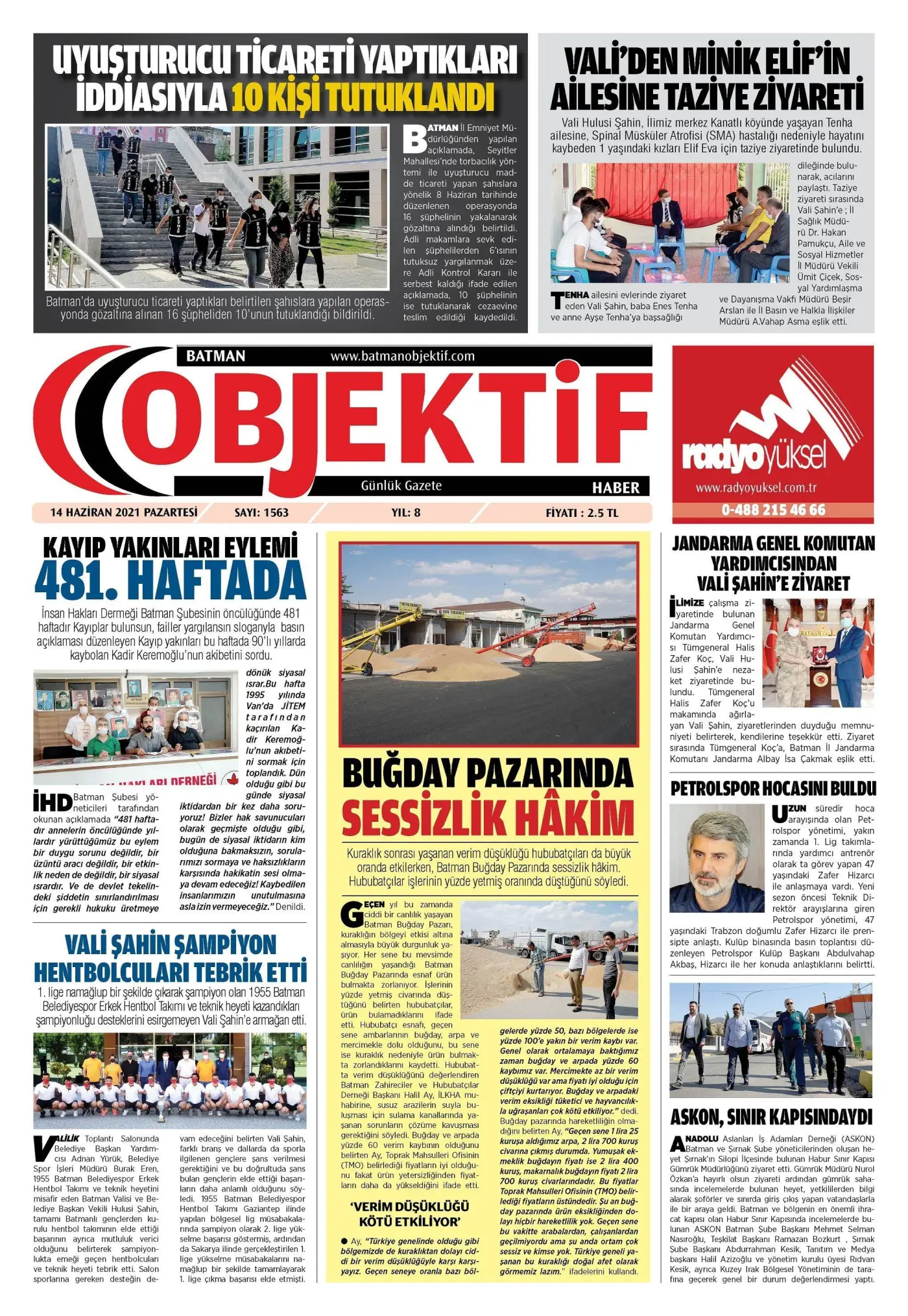 14.06.2021 tarihli sayı, 1. sayfa