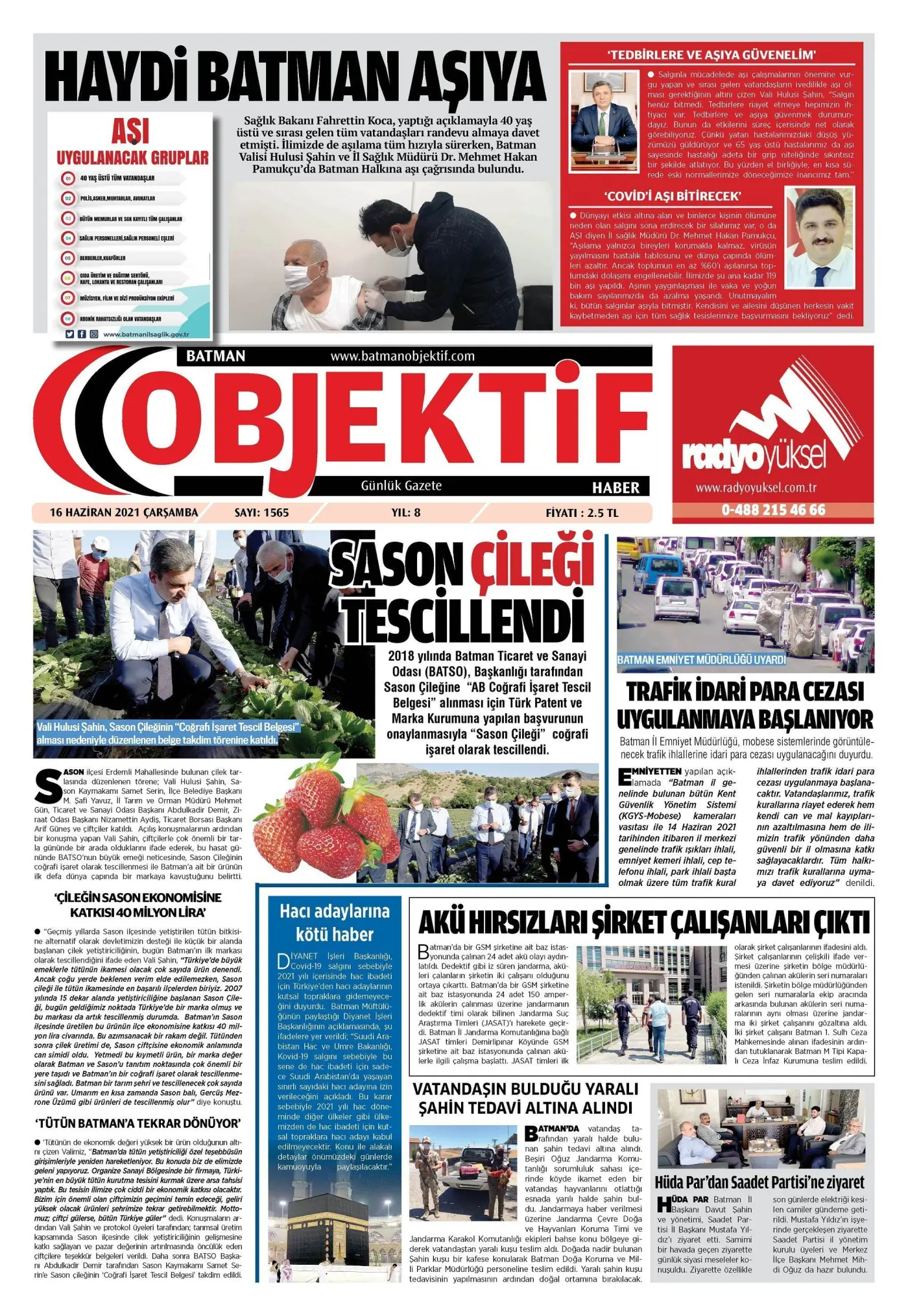 15.06.2021 tarihli sayı, 1. sayfa