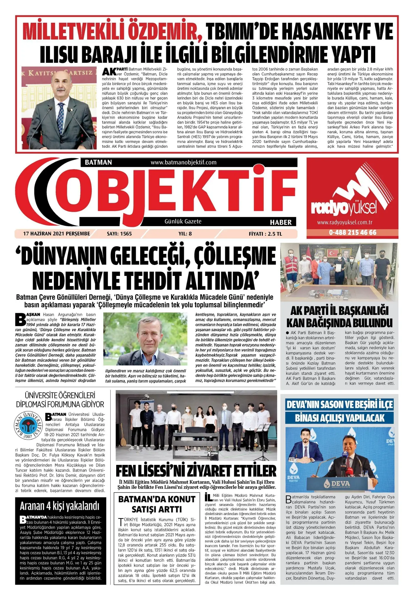 16.06.2021 tarihli sayı, 1. sayfa
