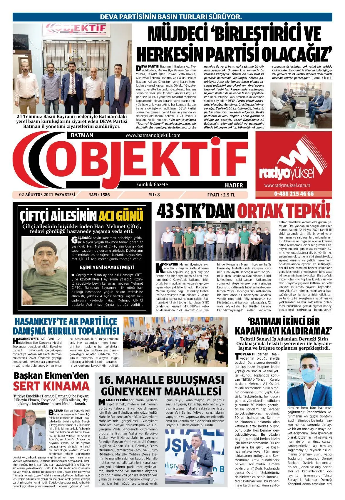 02.08.2021 tarihli sayı, 1. sayfa