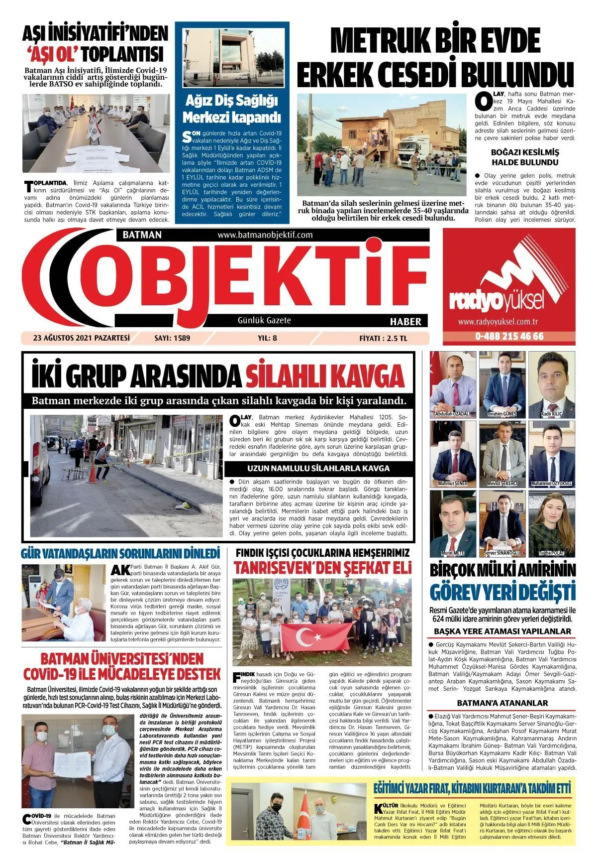 23.08.2021 tarihli sayı, 1. sayfa