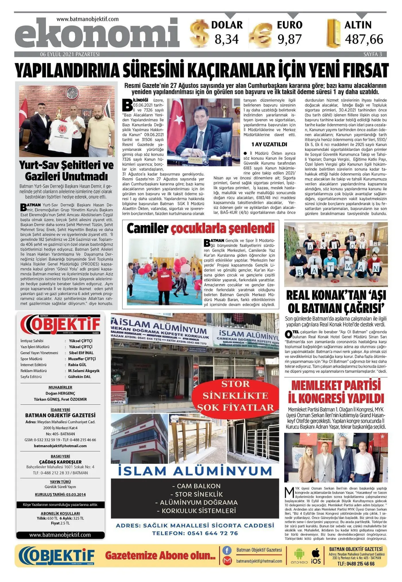 06.09.2021 tarihli sayı, 3. sayfa