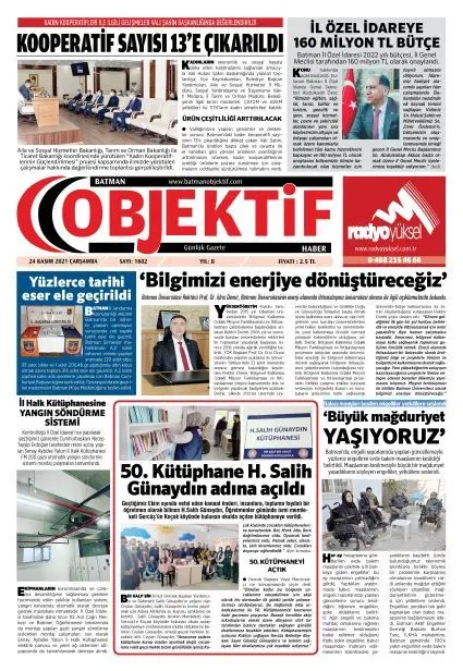 24.11.2021 tarihli sayı, 1. sayfa