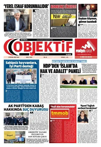 25.01.2022 tarihli sayı, 1. sayfa