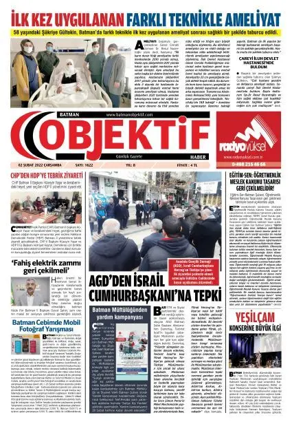 02.02.2022 tarihli sayı, 1. sayfa