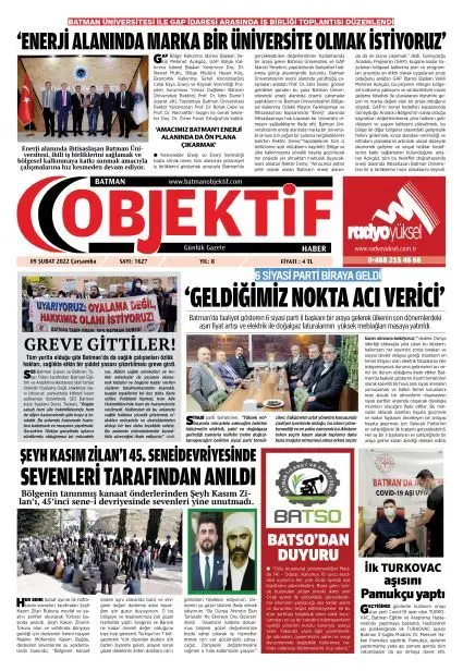 08.02.2022 tarihli sayı, 1. sayfa