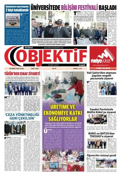 18.02.2022 tarihli sayı, 1. sayfa