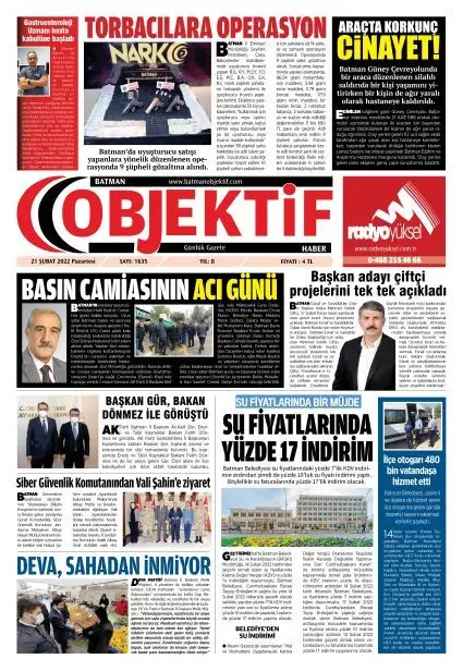 20.02.2022 tarihli sayı, 1. sayfa
