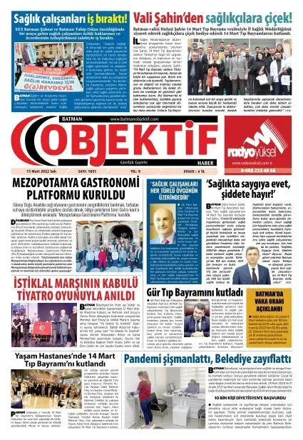 15.03.2022 tarihli sayı, 1. sayfa