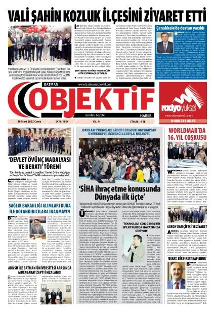 18.03.2022 tarihli sayı, 1. sayfa