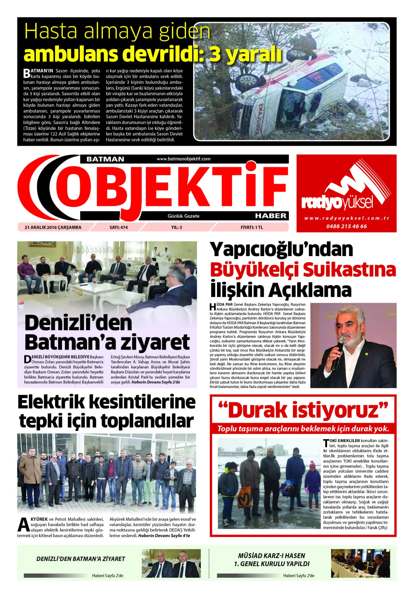 20.12.2016 tarihli sayı, 1. sayfa