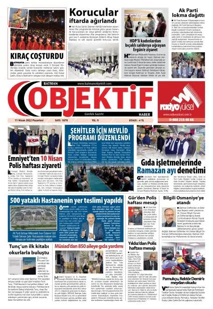 11.04.2022 tarihli sayı, 1. sayfa