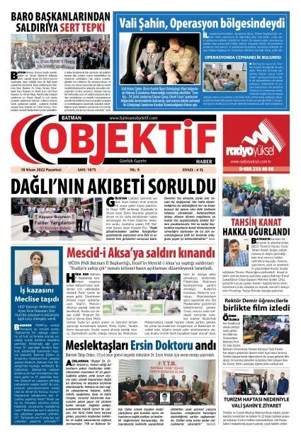 18.04.2022 tarihli sayı, 1. sayfa
