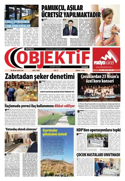 26.04.2022 tarihli sayı, 1. sayfa